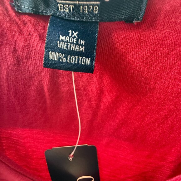 Chaps Woman Plus Size 1X Pullover Cotton Top with Ruffle Desert Pink NWT - Picture 11 of 16